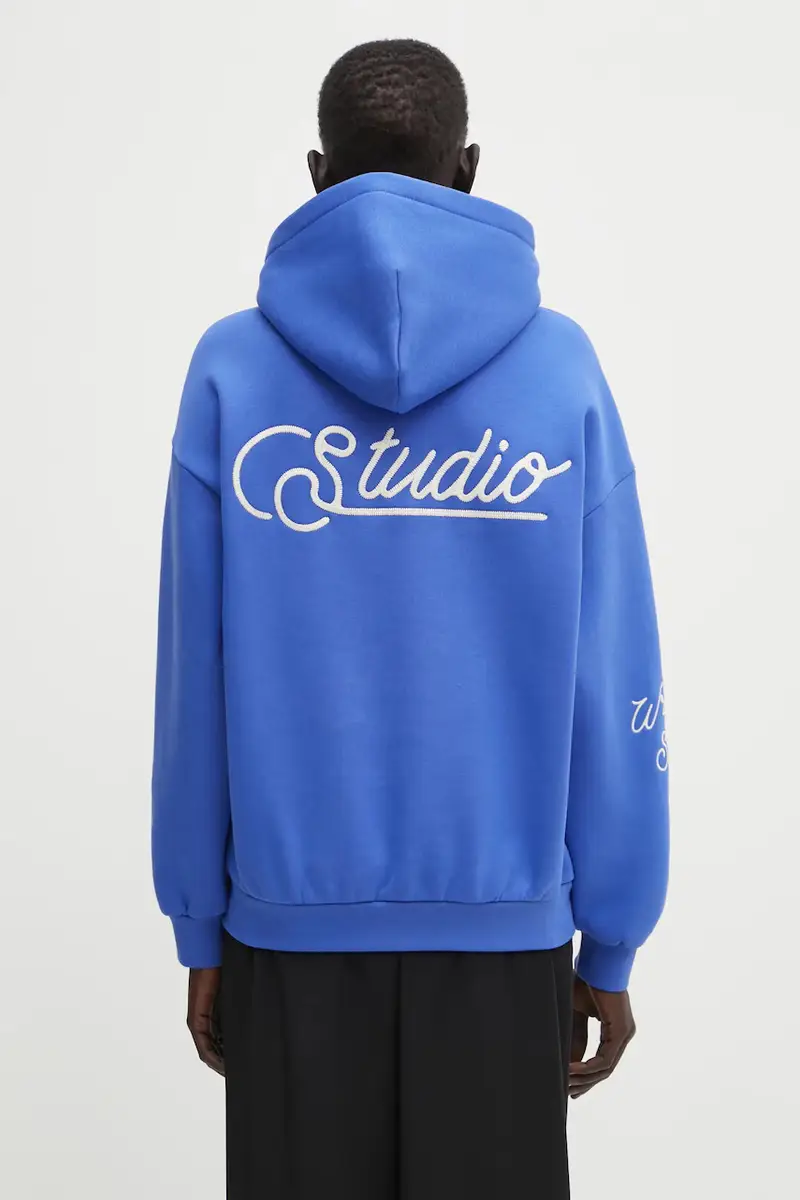 felpa Gustaf donna colore blu con cappuccio con applicazione U2025TT.3067 miniatura 3