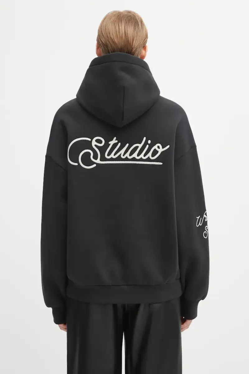 felpa Gustaf donna colore nero con cappuccio con applicazione U2025TT.3067 miniatura 3