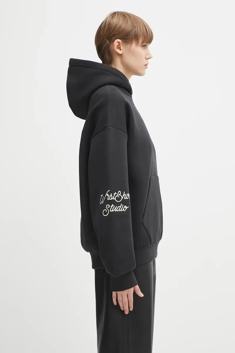 felpa Gustaf donna colore nero con cappuccio con applicazione U2025TT.3067 miniatura 4