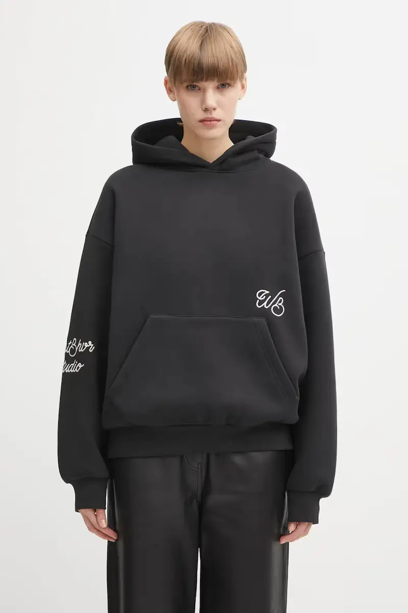 felpa Gustaf donna colore nero con cappuccio con applicazione U2025TT.3067