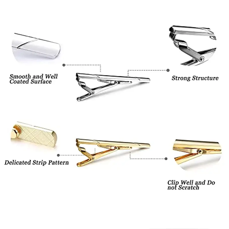 WSNDM 2PCS Fermacravatta Da Uomo, Spille Da Cravatta Sottili In Rame, Fermacravatta Slim, da Lavoro Senior Classici, Anniversario di Matrimonio Affari ?Vita Quotidiana miniatura 3