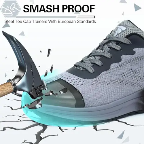 WUAYAMI Scarpe Antinfortunistiche Uomo Donna Leggere Scarpe da Lavoro con Punta in Acciaio Leggere Traspiranti Scarpe miniatura 3