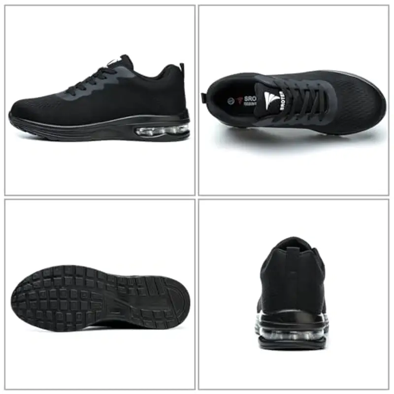 WUAYAMI Scarpe Antinfortunistiche Uomo Donna Leggere Scarpe da Lavoro con Punta in Acciaio Leggere Traspiranti Scarpe Sicurezza Comode, Nero, 40 EU miniatura 2