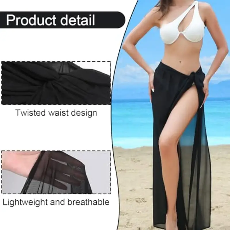 WUSJCOF Pareo da Spiaggia Multifunzionale da Donna, Donna Ragazza Sexy Copricostume da Spiaggia alla Moda con Gonna Sarong miniatura 3