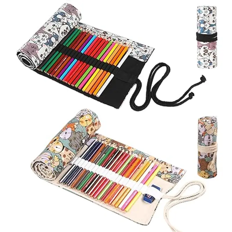 WWYSSZ 2 Pezzi Astuccio Arrotolabile er Matite in Tela a 36 Fori, Custodia per Avvolgere la Matita, Rotolo per penne