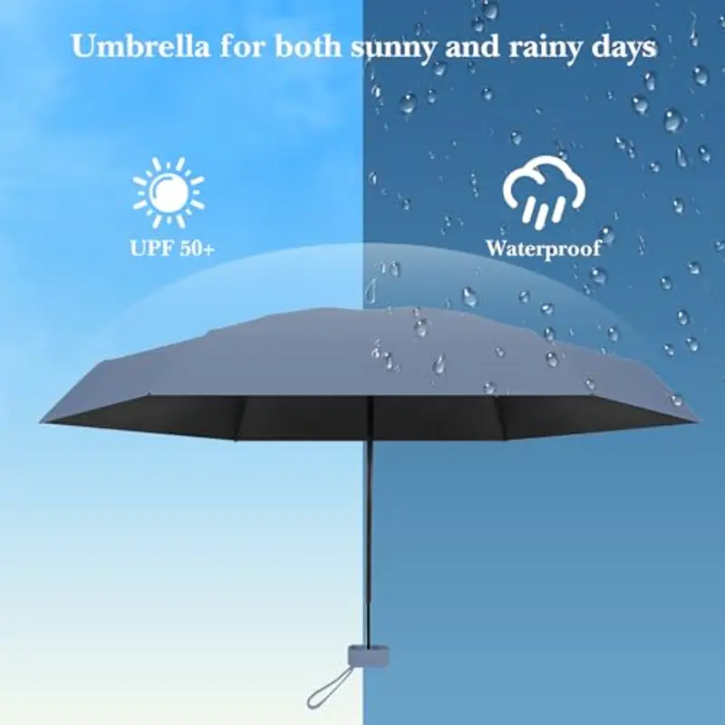 Wydexint Mini Ombrello, Ombrello Pioggia Pieghevole Da Viaggio, Ombrello Da Tasca, Ombrello Ultraleggero Portatile, Con miniatura 2