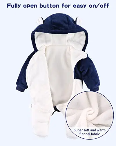 WYTbaby Tute da neve bambino Pile tuta neve Neonato Inverno con Cappuccio Calore Infantile pagliaccetto Tute Neve miniatura 3