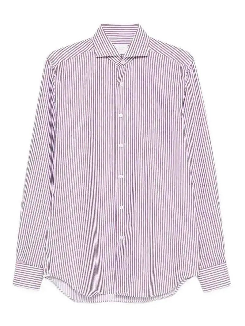 Camicia a maniche lunghe a righe in twill Bianco