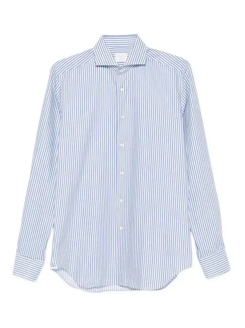 Camicia a maniche lunghe a strisce twill Bianco