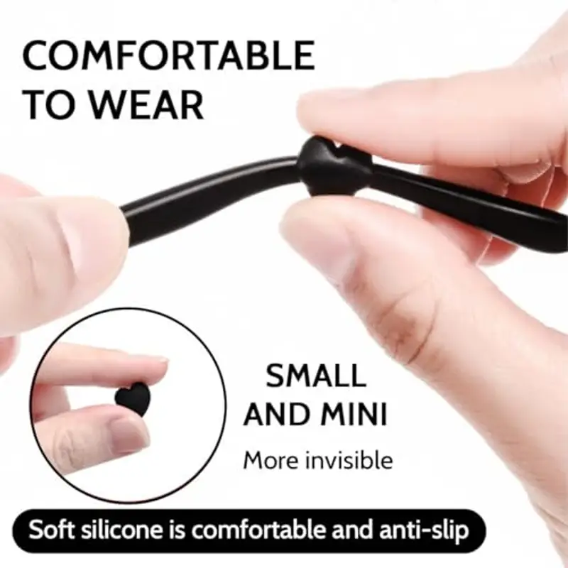 XENQITO 25 paia di Supporti per Occhiali in Silicone Antiscivolo per Occhiali Copri Aste Gommini Antiscivolo per Occhiali da Vista per Occhiali Cuscinetti Ferma Occhiali per Le Orecchie Ganci(Amore) miniatura 3