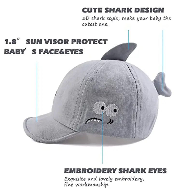 XIAOHAWANG - Berretti da Baseball per Bambini Cappello da Sole per Bambini Primavera Estate(Blu, 3-12 Mesi) miniatura 3