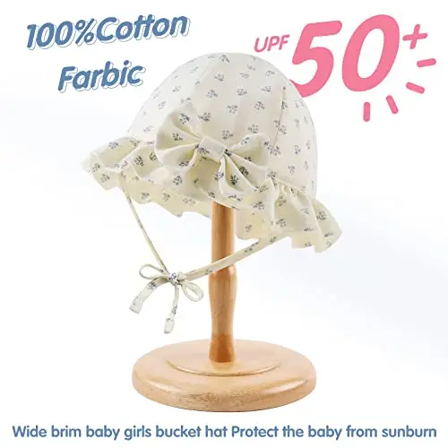 XIAOHAWANG - Cappello da bambina per bambini e bambine, per la spiaggia, protezione solare Blu 6 mesi miniatura 2