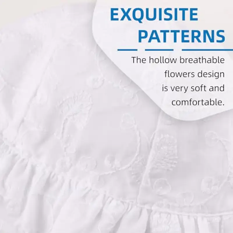 XIAOHAWANG Cappello da Sole per neonata con Fiori Ricamati, Cappello Estivo per Bambine Bianco 1 Mese miniatura 3