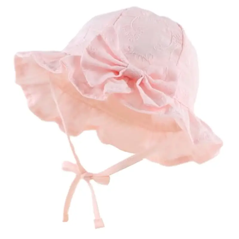 XIAOHAWANG Cappello da Sole per neonata con Fiori Ricamati, Cappello Estivo per Bambine Rosa 1-2 Anni