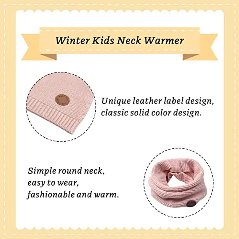 XIAOHAWANG Pianura Cotone Bambini Sciarpa Rotonda Inverno Ragazzi Ragazze Lavorato A Maglia Scaldacollo miniatura 3