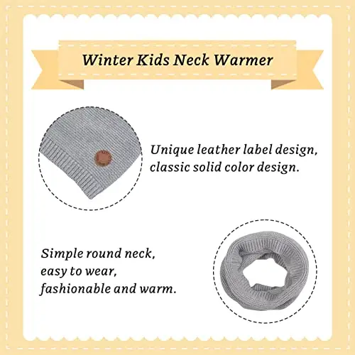 XIAOHAWANG Pianura Cotone Bambini Sciarpa Rotonda Inverno Ragazzi Ragazze Lavorato A Maglia Scaldacollo miniatura 3
