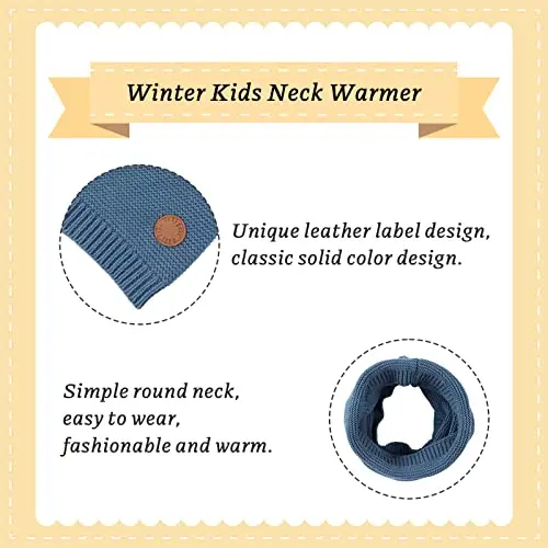 XIAOHAWANG Pianura Cotone Bambini Sciarpa Rotonda Inverno Ragazzi Ragazze Lavorato A Maglia Scaldacollo miniatura 2