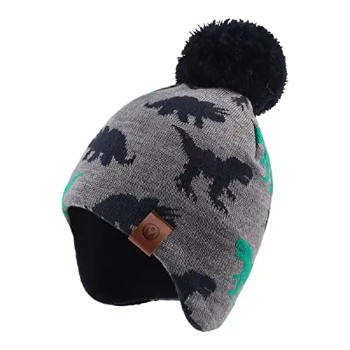 Xiaohawang - Set cappello e sciarpa dinosauro, completo cappelli invernali per bambino, ragazzo, ragazza, caldo