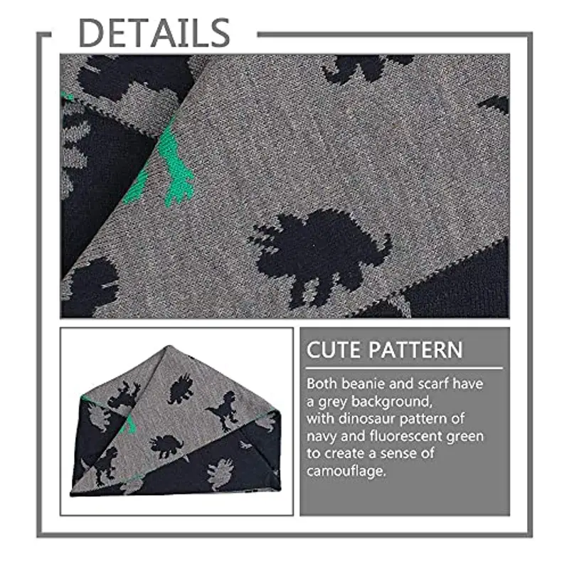 Xiaohawang - Set cappello e sciarpa dinosauro, completo cappelli invernali per bambino, ragazzo, ragazza, caldo miniatura 3