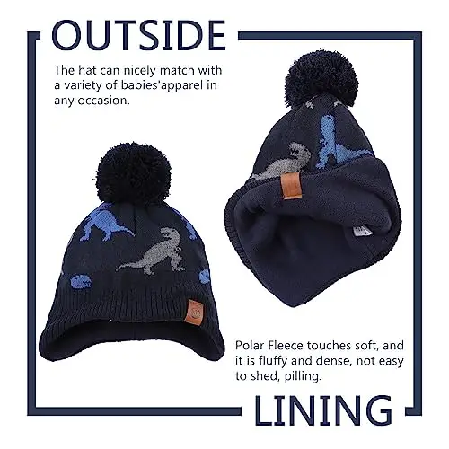 Xiaohawang - Set cappello e sciarpa dinosauro, completo cappelli invernali per bambino, ragazzo, ragazza, caldo miniatura 3