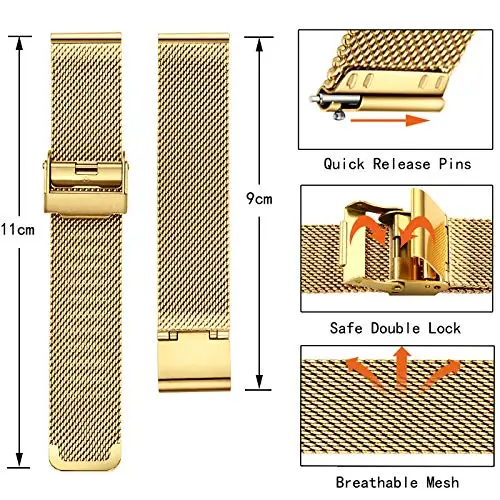 XIRUVE Cinturino per Orologio Sgancio Rapido In Acciaio Inox Maglia Donna Uomo 12 miniatura 3
