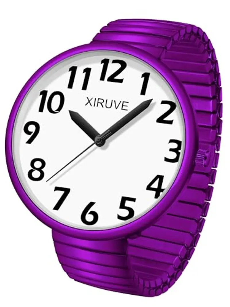 XIRUVE Donna Uomo Facile Lettura Numeri Grandi Quadrante Grande Cinturino Elastico Orologio da Polso Quarzo in Acciaio