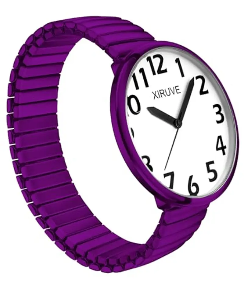 XIRUVE Donna Uomo Facile Lettura Numeri Grandi Quadrante Grande Cinturino Elastico Orologio da Polso Quarzo in Acciaio miniatura 2