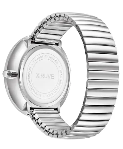 XIRUVE Facile Lettura Numeri Grandi Quadrante Grande Cinturino Elastico Orologio da Polso Donna Uomo Quarzo in Acciaio miniatura 2