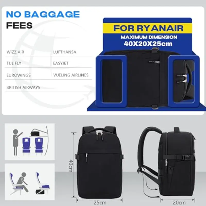 Xkdoai Zaino da viaggio Nero 785831 miniatura 3