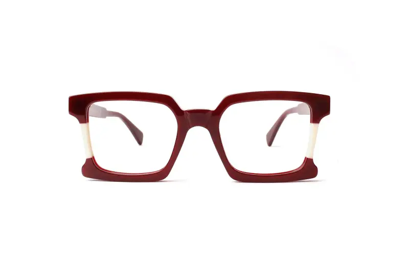 Donna Iraklia Montature da vista Acetato Bordeaux Squadrata Anti-luce blu miniatura 2