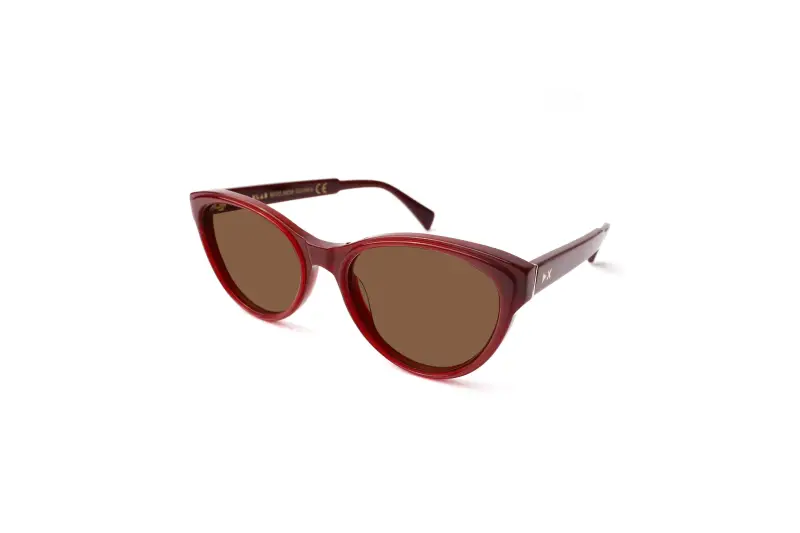 Donna New Guinea Occhiali da sole Acetato Bordeaux Marrone Cat Eye Polarizzata