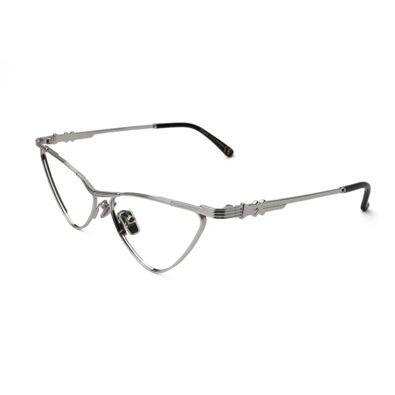 Donna Shark Montature da vista Metallo Argento Cat Eye Anti-luce blu