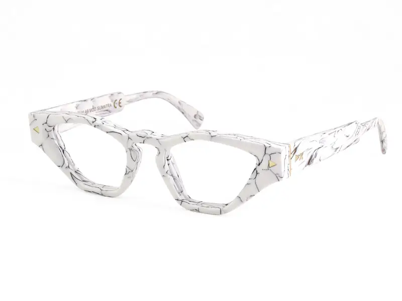 XLAB Donna SUMATRA Montature da vista Acetato Marmo Bianco  Cat Eye Anti-luce blu