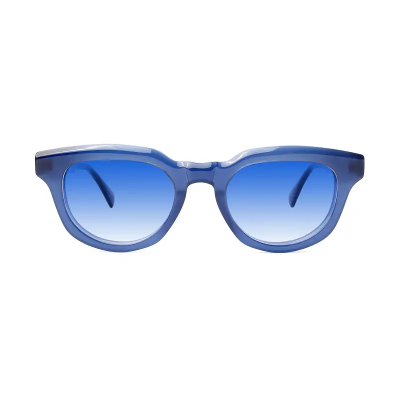 Unisex Alicudi Occhiali da sole Acetato Nero Fumo Rotonda Polarizzata miniatura 2