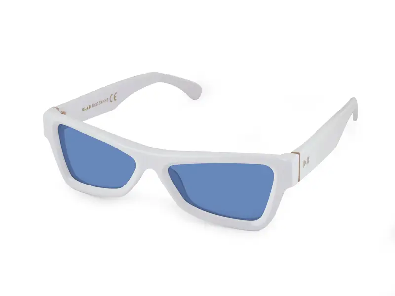 XLAB Unisex BANKS Occhiali da sole Acetato Bianco Azzurro Geometrica Polarizzata