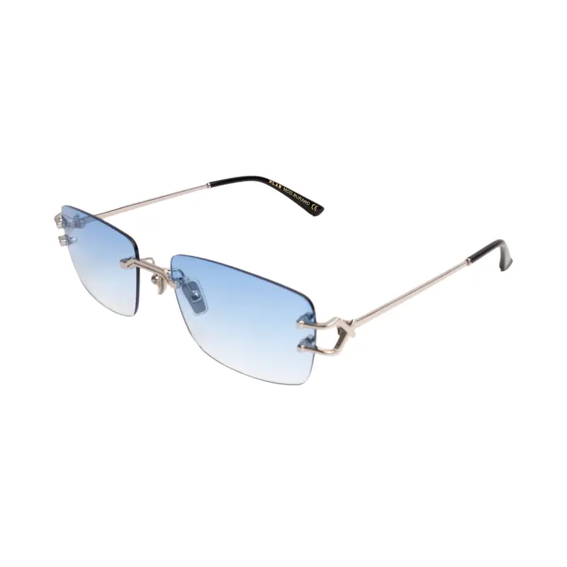 XLAB Unisex Burano Occhiali da sole Metallo Argento Azzurro Squadrata Normale Sfumato