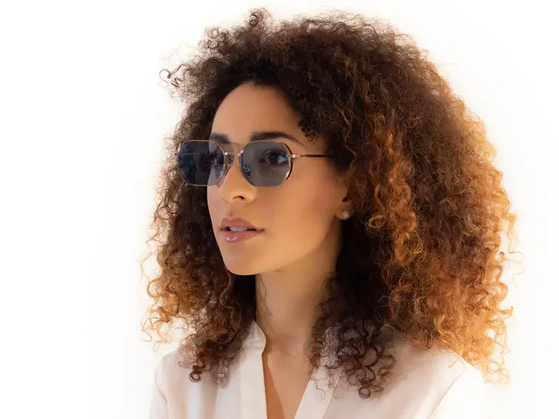 XLAB Unisex Capri Occhiali da sole Metallo Argento Azzurro Geometrica Polarizzata miniatura 3