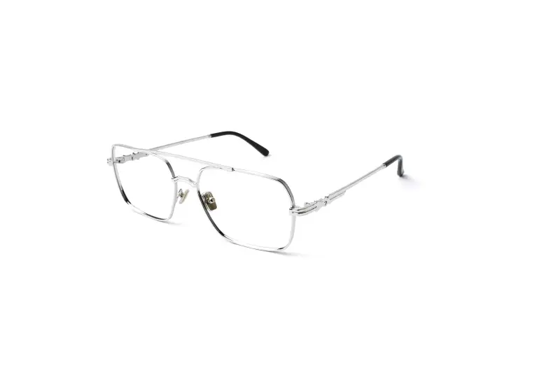 Unisex Cefalonia Montature da vista Metallo Argento Squadrata Anti-luce blu