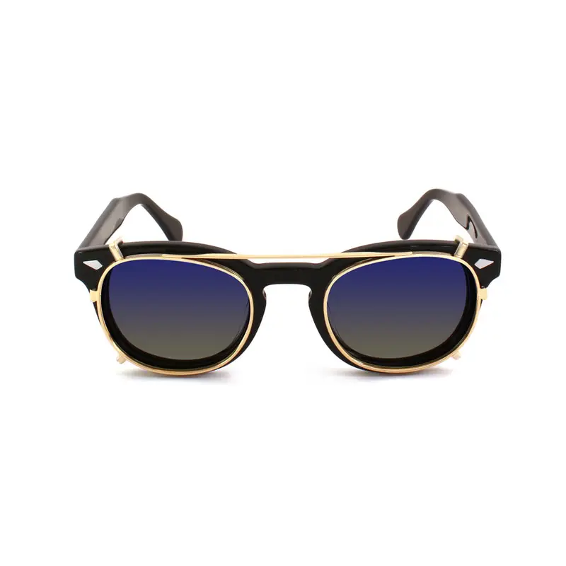 XLAB Unisex Clip-on 01 Oro/Cobalto fumo polarizzato per 8004 stile moscot calibro 48mm Clip on Acetato Oro Cobalto fumo Pantos Polarizzata miniatura 2
