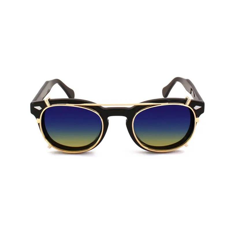 XLAB Unisex Clip-on 01 Oro/Cobalto giallo polarizzato per 8004 stile moscot calibro 48mm Clip on Acetato Oro Cobalto giallo Pantos Polarizzata miniatura 2