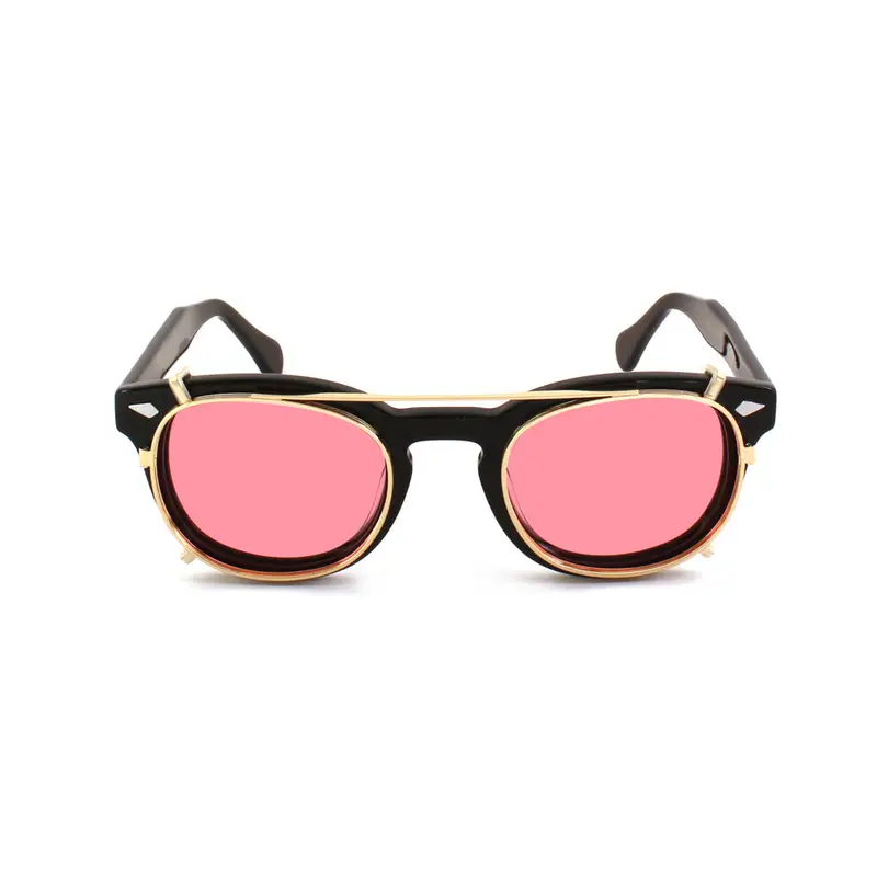 XLAB Unisex Clip-on 01 Oro/Rosa polarizzato per 8004 stile moscot calibro 48mm Clip on Acetato Oro Rosa Pantos Polarizzata miniatura 2