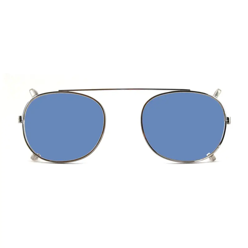 XLAB Unisex Clip-on 02 Argento/Azzurro polarizzato per 8004 stile moscot calibro 48mm Clip on Acetato Argento Azzurro Pantos Polarizzata