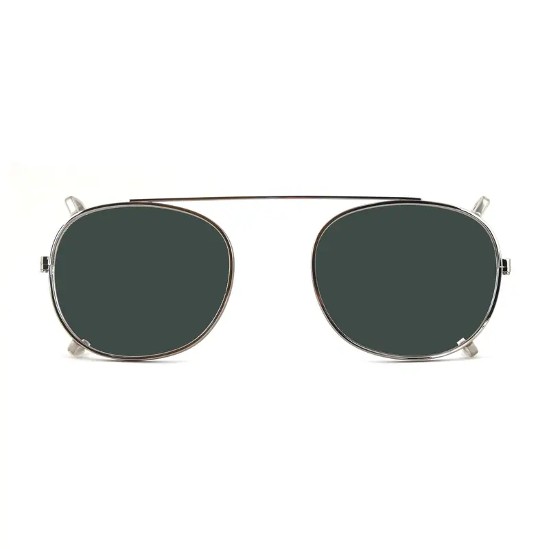 XLAB Unisex Clip-on 02 Argento/G15 polarizzato per 8004 stile moscot calibro 48mm Clip on Acetato Argento Verde G15 Pantos Polarizzata