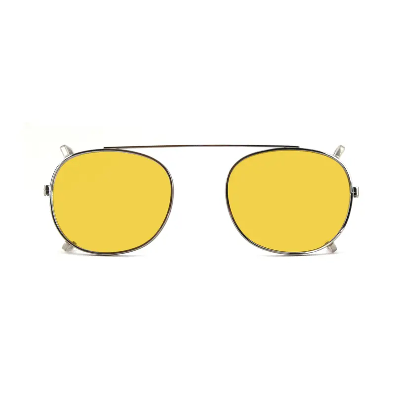 XLAB Unisex Clip-on 02 Argento/Giallo polarizzato per 8004 stile moscot calibro 48mm Clip on Acetato Argento Giallo Pantos Polarizzata