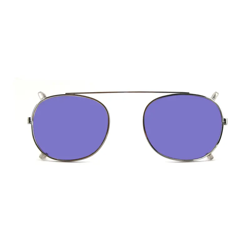 XLAB Unisex Clip-on 02 Argento/Lilla polarizzato per 8004 stile moscot calibro 48mm Clip on Acetato Argento Lilla Pantos Polarizzata