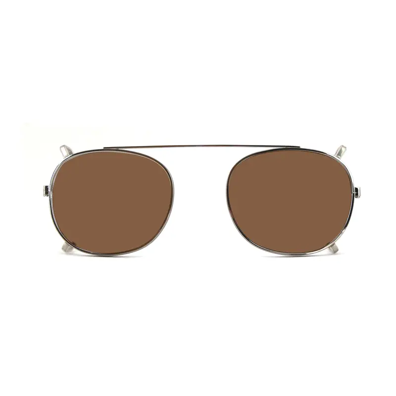 XLAB Unisex Clip-on 02 Argento/Marrone polarizzato per 8004 stile moscot calibro 48mm Clip on Acetato Argento Marrone Pantos Polarizzata
