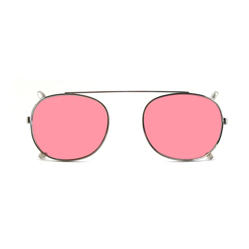 XLAB Unisex Clip-on 02 Argento/Rosa polarizzato per 8004 stile moscot calibro 48mm Clip on Acetato Argento Rosa Pantos Polarizzata
