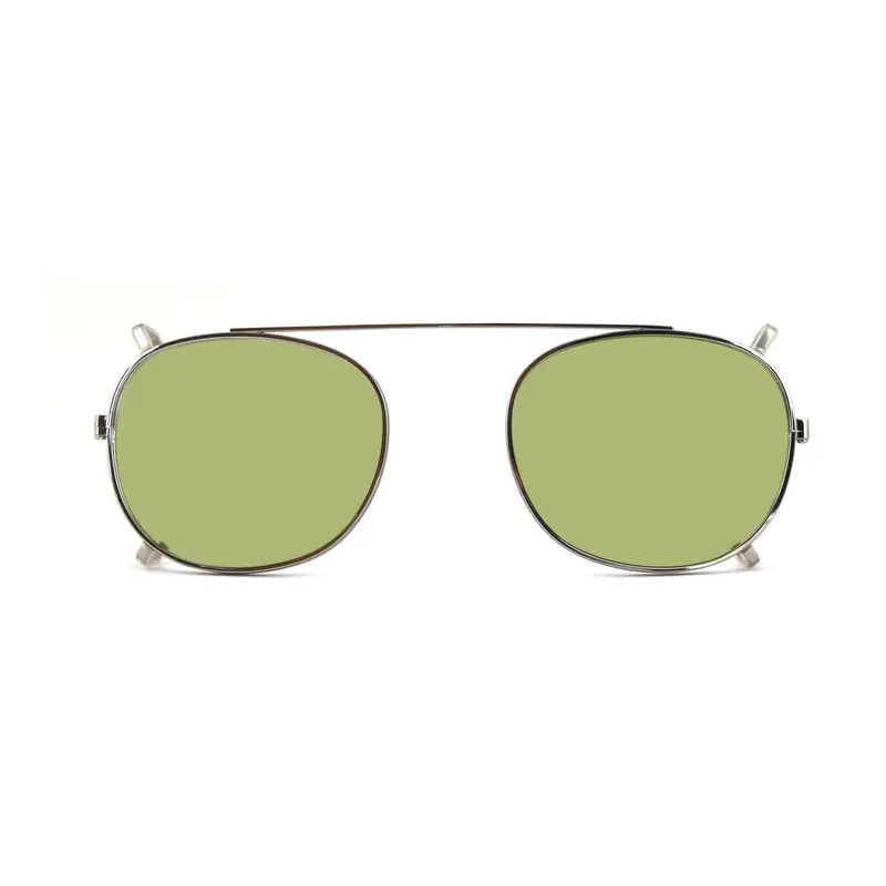 XLAB Unisex Clip-on 02 Argento/Verde polarizzato per 8004 stile moscot calibro 48mm Clip on Acetato Argento Verde Pantos Polarizzata