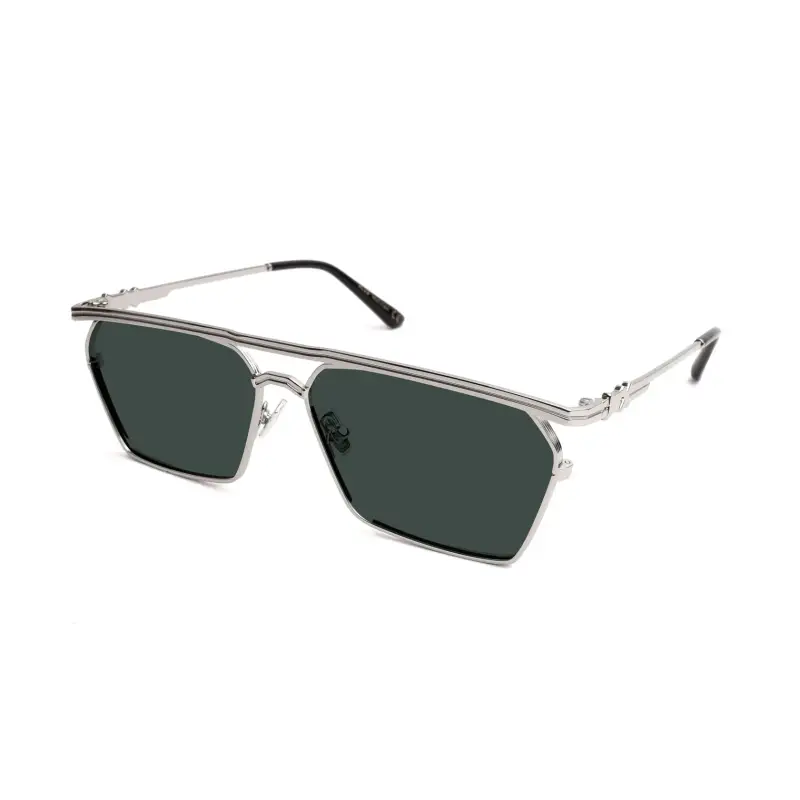 Unisex Cuba Occhiali da sole Metallo Argento Verde G15 Squadrata Polarizzata
