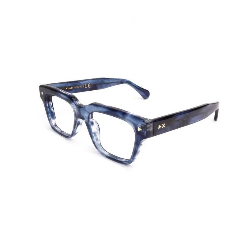 XLAB Unisex FIJI Montature da vista Acetato Blu striato  Squadrata Antiriflesso Antiriflesso
